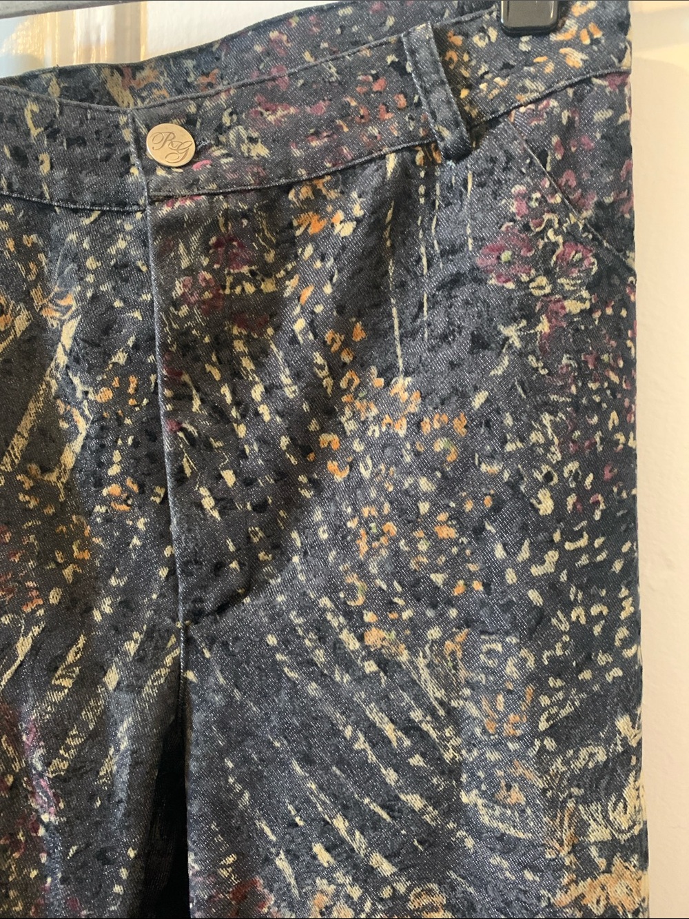 Black Patterned High-Rise Trousers